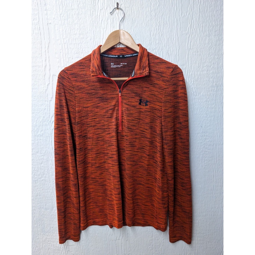 NWT Under Armour Orange Vanish Seamless 1/2 Zip Training Shirt Base Layer Small